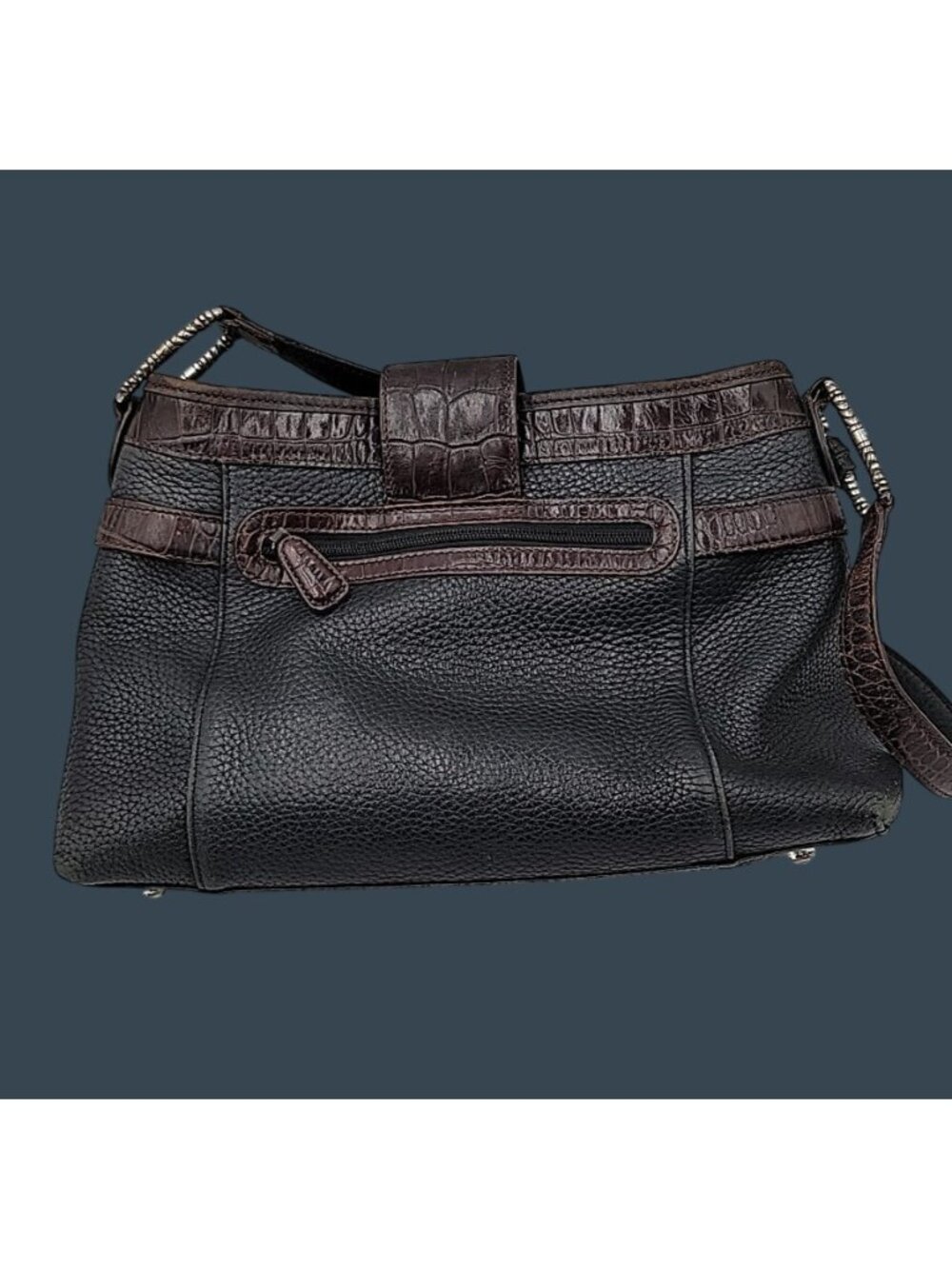 Brighton Sydney Ladies Shoulder Bag Pebbled Black Brown Leather Purse #70279 - Picture 15 of 16